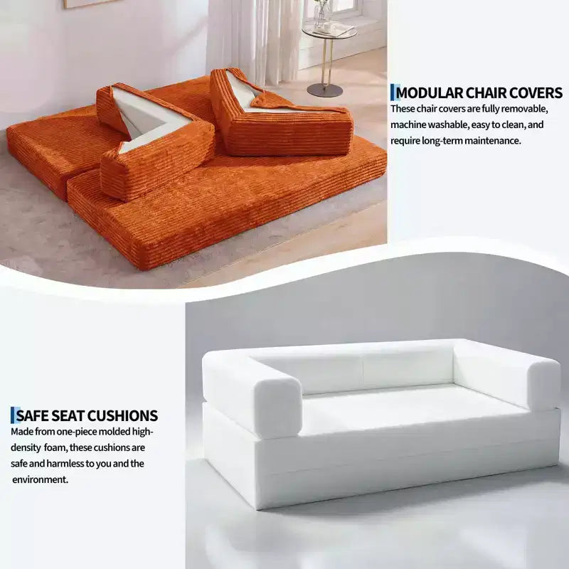 Canapé-lit convertible 5-en-1 80.7 – Côtelé, 1200 lbs, Aucun assemblage requis