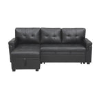 Divano componibile convertibile reversibile con letto estraibile, chaise longue con contenitore nascosto e gambe durevoli