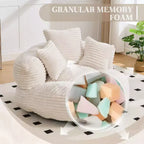 Divano Sacco per Adulti Bambini, Poltrona Sacco Oversize in Velluto a Coste con 3 Cuscini e Braccioli per Soggiorno Camera da Letto