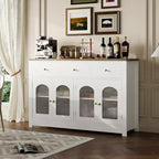 Credenza stretta da 140 cm con 3 cassetti e 4 ante per cucina, sala da pranzo, soggiorno