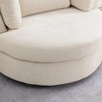 Fauteuil d'appoint pivotant rembourré 42,3 W avec 4 oreillers et pouf de rangement demi-lune