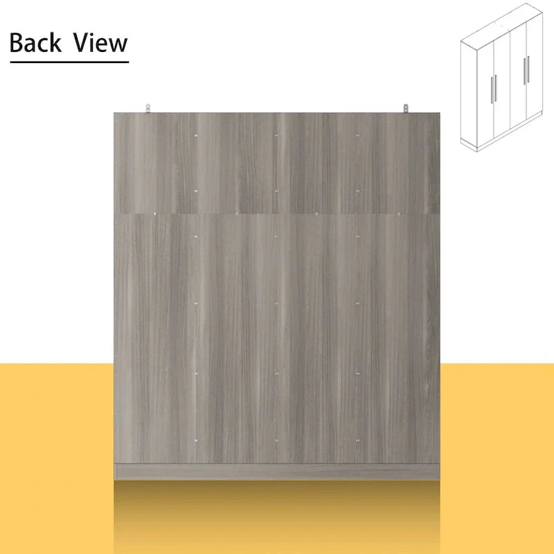 Armadio moderno freestanding in legno massiccio con ripiani