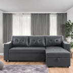 Divano sezionale reversibile con letto estraibile, chaise longue con contenitore nascosto, gambe durevoli,