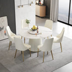 Tavolo da pranzo rotondo da 53" per 6 persone con piano in pietra sinterizzata e Lazy Susan