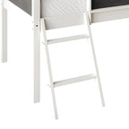 Letto a soppalco basso classico singolo CraftPorch con lavagna, scivolo e scaletta