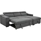 Divano sezionale convertibile Roomfitters 103 con chaise longue contenitore, poggiatesta regolabili, divano angolare letto a L, grigio scuro