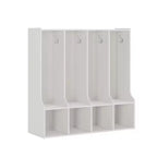 Mobiletto/armadietto a 4 scomparti marrone/bianco con 8 ganci, per bambini