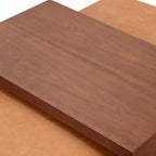Pouf Jarmo Poly & Bark con Tavolino Regolabile in Noce - Vera Pelle Italiana Pieno Fiore