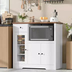 Mobiletto da cucina per microonde con contenitore, con 3 ante, 1 cassetto e ripiani regolabili, mobiletto dispensa