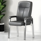 Sedia da ufficio HomeyFad moderna in pelle e metallo a 4 gambe con braccioli