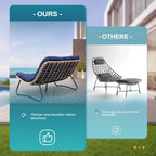 Divanetto due posti Double Papasan con cuscino, in rattan PE per tutte le stagioni e struttura in metallo per interni ed esterni