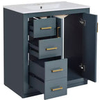 Mobile bagno singolo da 76 cm con lavabo, armadietto e 3 cassetti – Nero / Blu / Verde / Indaco / Bianco