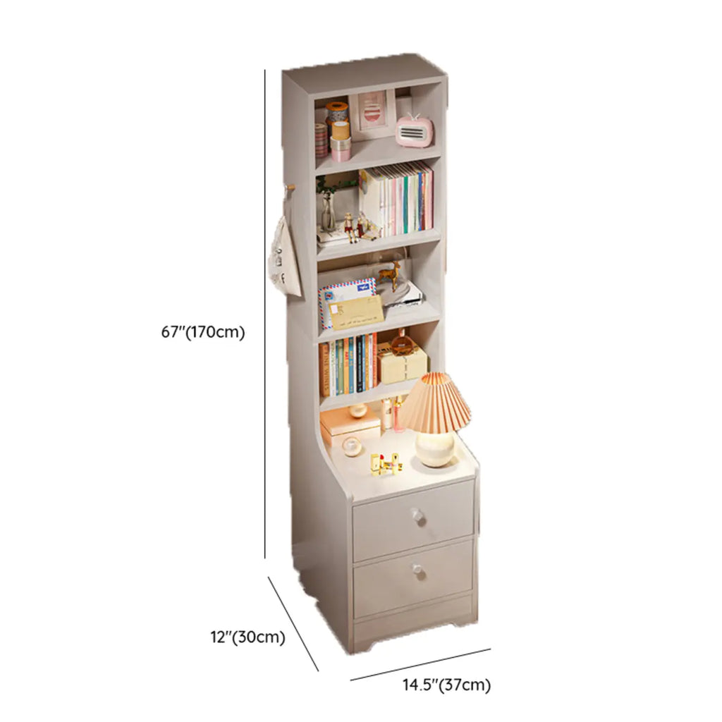 Comodino Semplice Bianco in Legno Naturale a 2 Cassetti