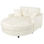 Divano Letto Chaise Longue in ciniglia, Divano Imbottito con Schienale Trapuntato e 2 Cuscini Rimovibili per Soggiorno