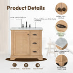 Mobile bagno Hervas con top in marmo naturale senza specchio