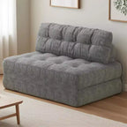 Divano Letto Futon Pieghevole in Velluto a Coste, Sedia Convertibile da Pavimento con Cuscino e Supporto per la Schiena