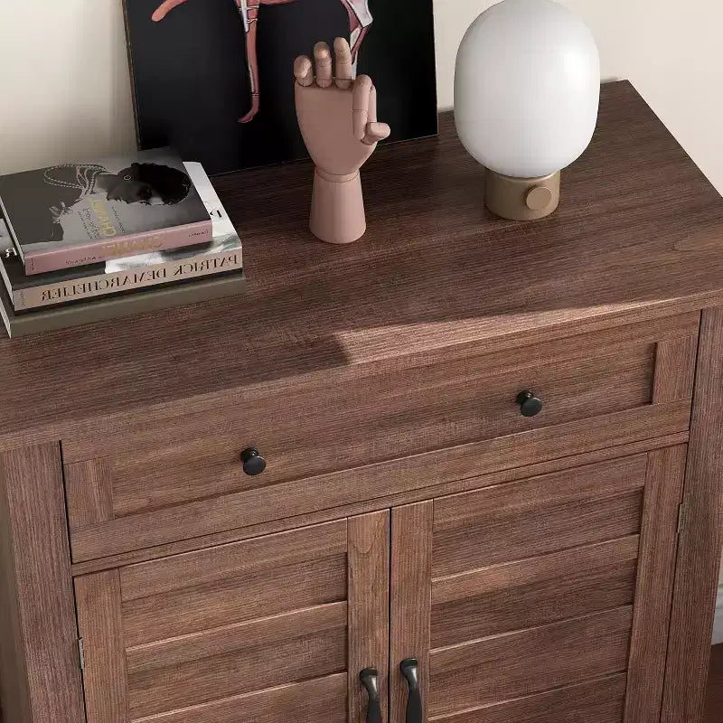 Mobile Contenitore Rustico da 80 cm, con Ante a Doghe, 3 Ripiani Regolabili, Armadietto a Doppia Anta, per Cucina, Sala da Pranzo e Ufficio Domestico