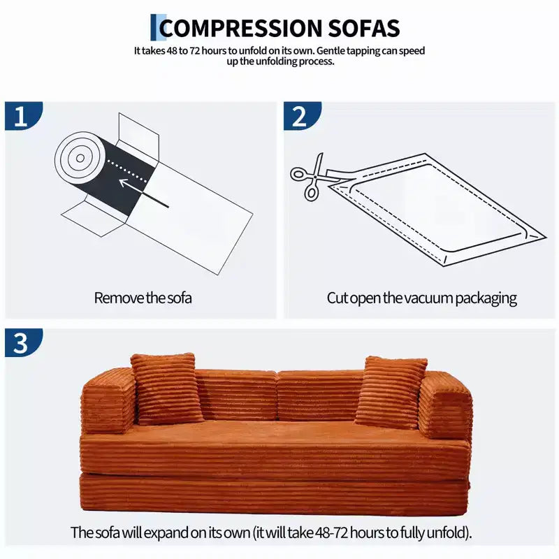 Canapé-lit convertible 5-en-1 80.7 – Côtelé, 1200 lbs, Aucun assemblage requis