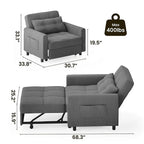 Divano letto trasformabile 3-in-1, Poltrona letto estraibile, Letto pieghevole convertibile per soggiorno