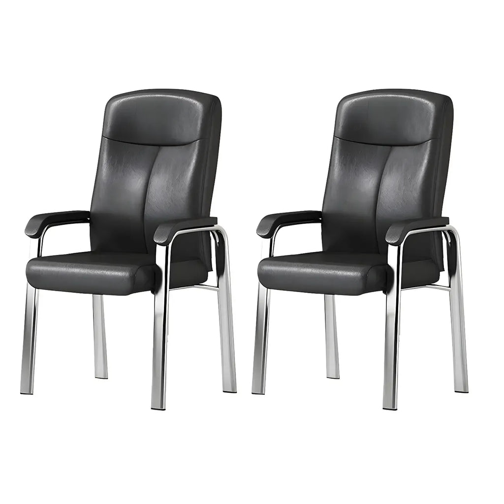 Sedia da ufficio HomeyFad moderna in pelle e metallo a 4 gambe con braccioli