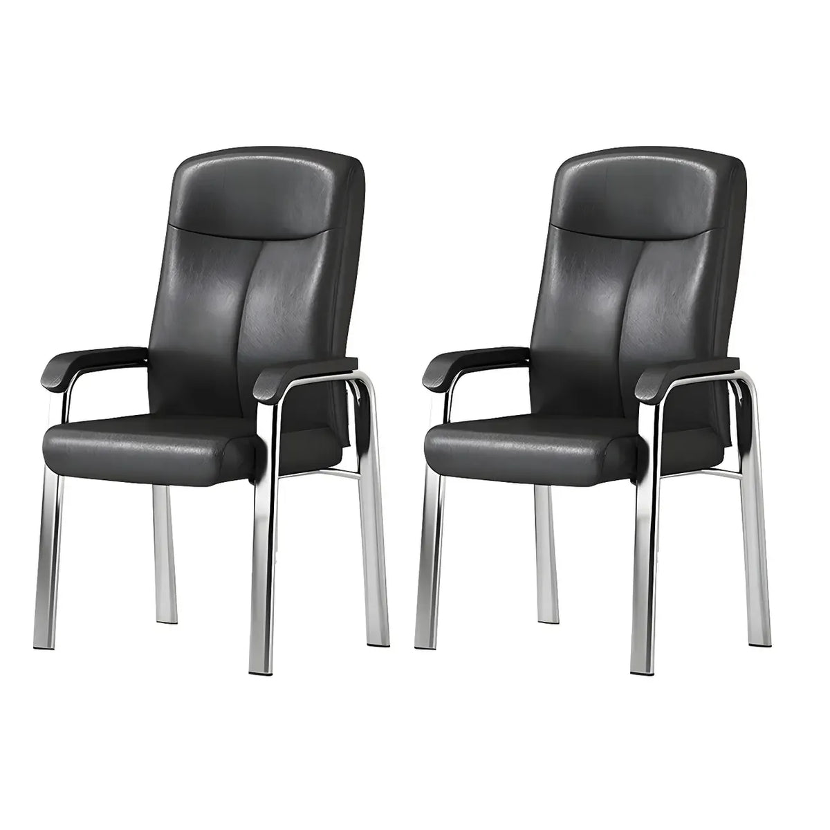 Sedia da ufficio HomeyFad moderna in pelle e metallo a 4 gambe con braccioli