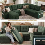 Divano letto componibile modulare Dyonery 112 con letto estraibile, divano componibile a U con contenitore, divani con seduta extra ampia e profonda per soggiorno