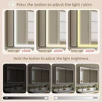 Pensile da Bagno con Specchio LED, Montaggio a Superficie o Incasso, Luce Dimmerabile, Antiappannamento, Ripiani Regolabili