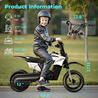 ECOLEAP K1 Moto da cross elettrica per bambini 36V 25 km/h veloce, autonomia 22 km, motore di picco 700W, 3 modalità di velocità, pneumatici fuoristrada da 12 pollici, certificazione UL, età 3-10 anni