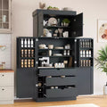 Dispensa da cucina indipendente 77H, armadio contenitore in stile rustico con ripiani regolabili, ripiani sulla porta, cassetti e portabottiglie - ModernLuxe