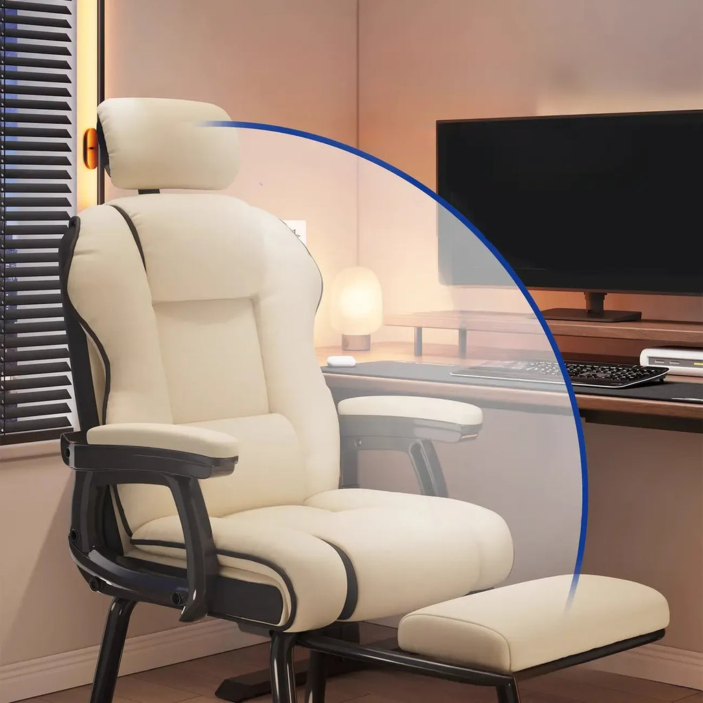 Fauteuil de direction ergonomique en cuir jaune à dossier haut