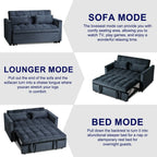 Moderno divano letto estraibile, divano letto 3-in-1 con schienale regolabile, divanetto in velluto, cuscini e tasche laterali
