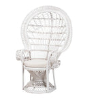 Poltrona a Pavone Moderna Bohemien in Rattan Naturale Bianco
