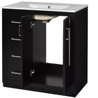 Mobile bagno singolo da 76 cm con lavabo, armadietto e 3 cassetti – Nero / Blu / Verde / Indaco / Bianco