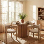 Christopher Knight Home Shankar, set da pranzo moderno da 5 pezzi con tavolo rotondo e sedie imbottite in legno di caucciù
