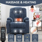 Poltrona Reclinabile Power Lift con Massaggio e Calore, Poltrone Reclinabili Larghe Imbottite Lazy Boy con USB, Porte Type C e 2 Portabicchieri in Acciaio